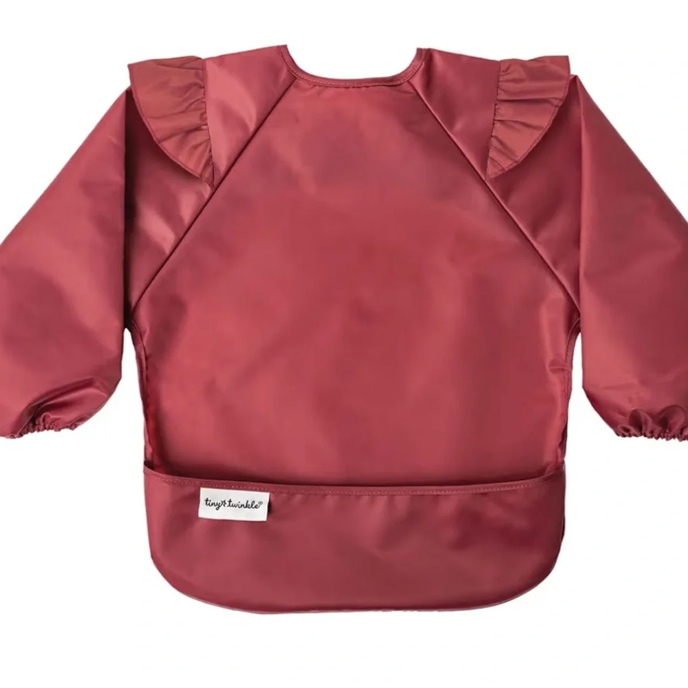[Tiny Twinkle] NIB/NWT Maroon Mess-Proof Full Sleeve Bib AND Light Pink Bib